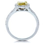 Kobelli GIA Certified Fancy Vivid Yellow Cushion Diamond Halo Split Shank Ring 1 3/5 CTW 18k Two Tone Gold