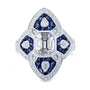 2.5 Carat Natural Diamond & Sapphire Cabochon Dual Pointed Shield Ring