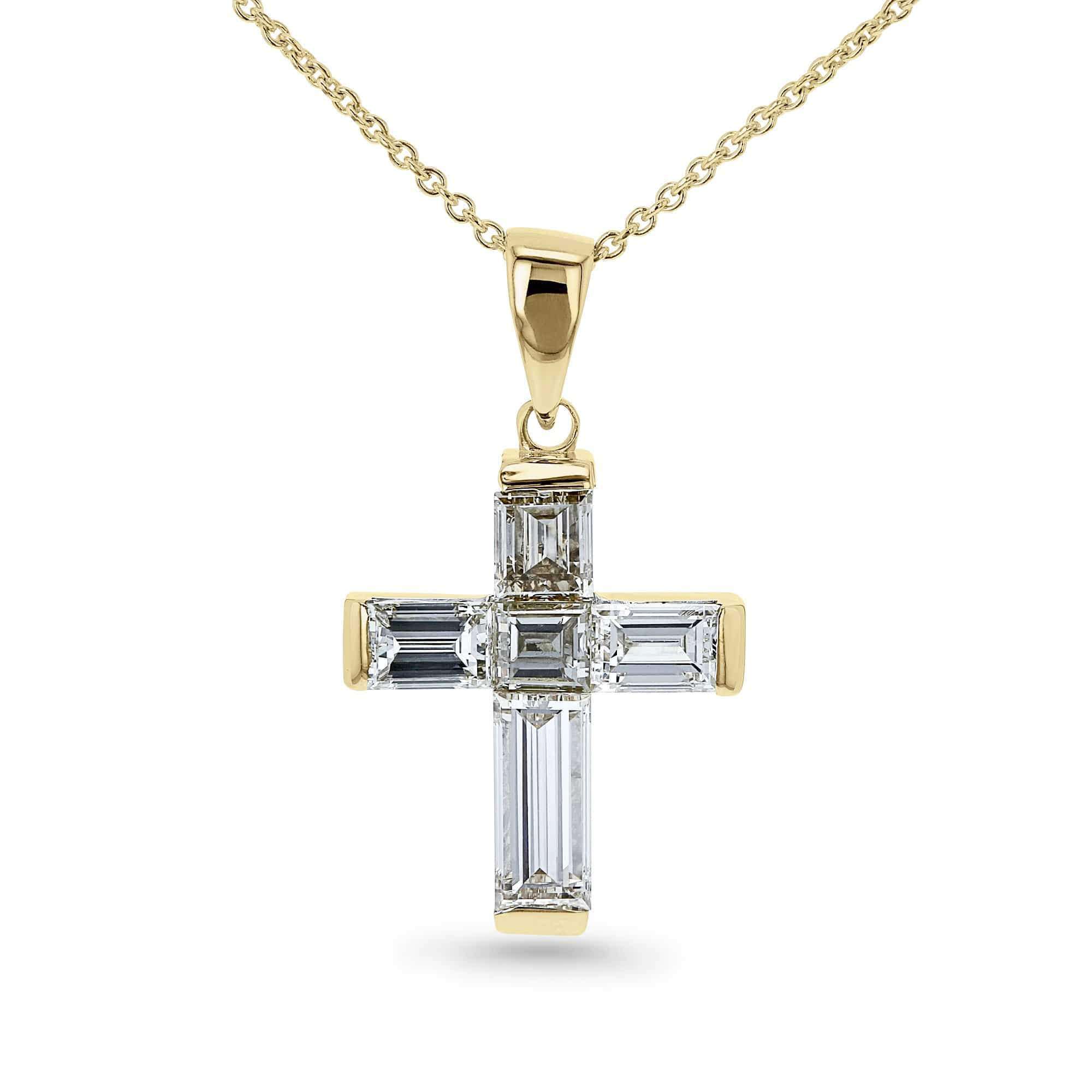 Baguette Diamond Cross Necklace | Necklaces | Kobelli