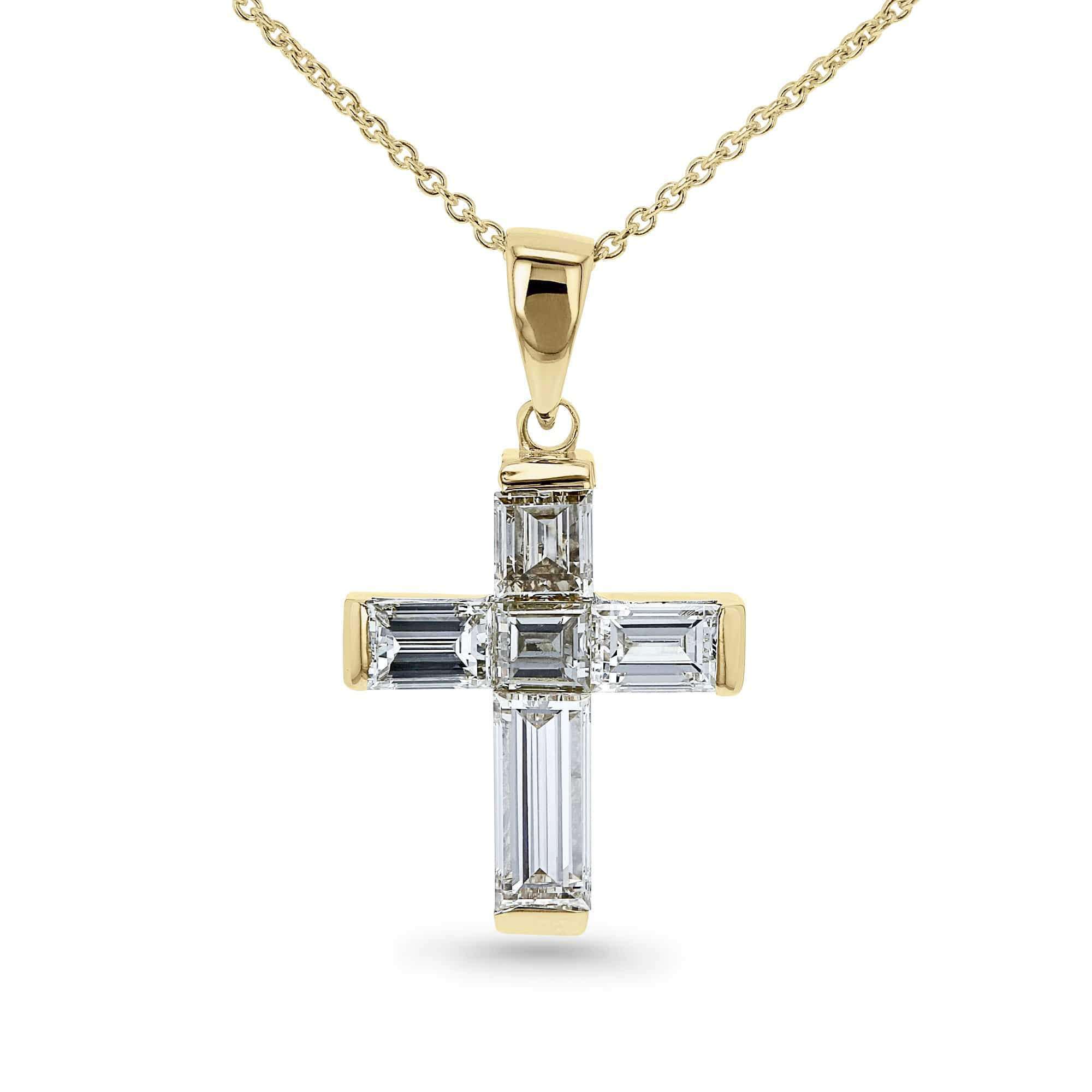 Baguette diamond cross necklace Clearance