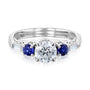 Kobelli Diamond and Blue Sapphire Vintage-Style Engraved Engagement Ring
