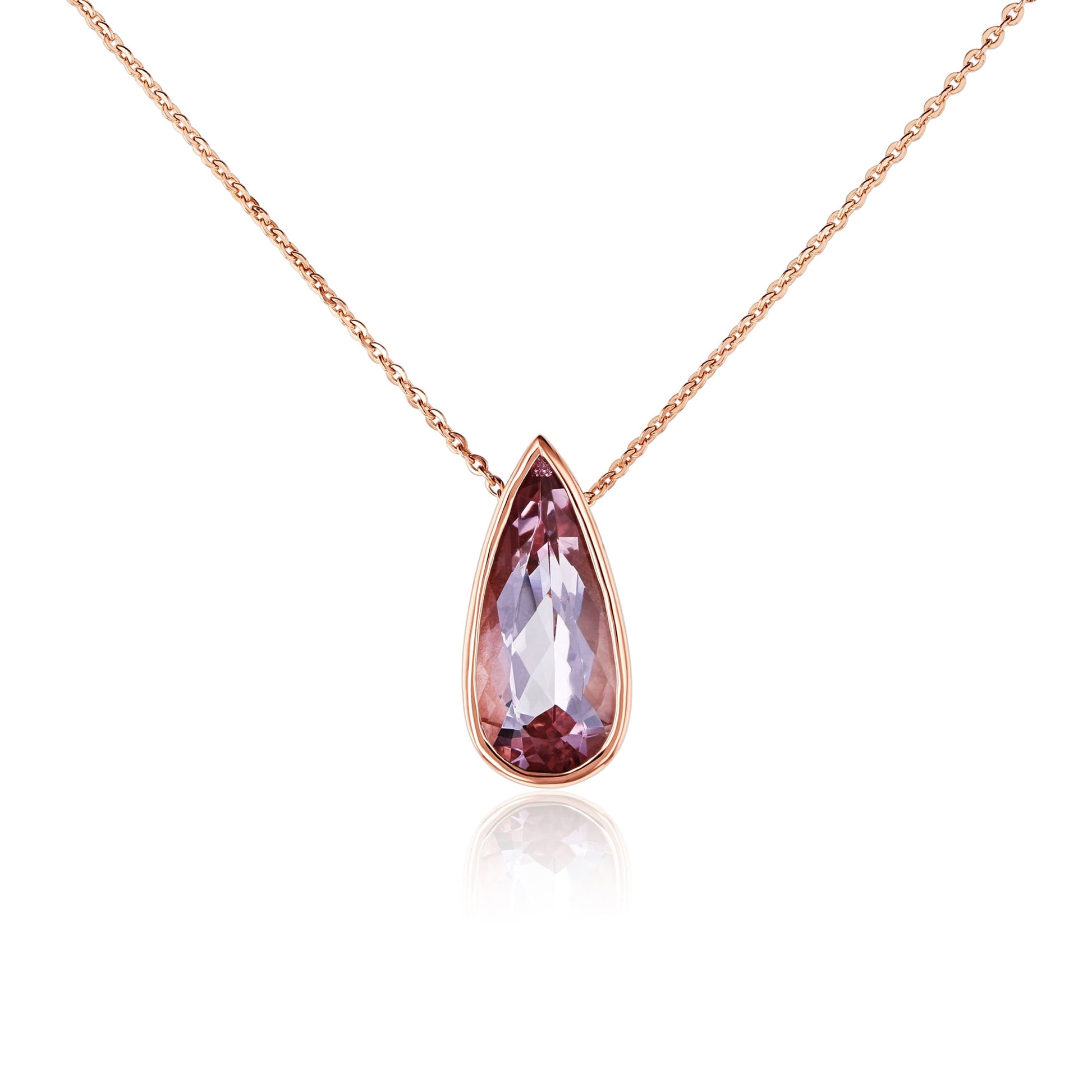 Solitaire Pear Morganite 4.35 Carat Necklace