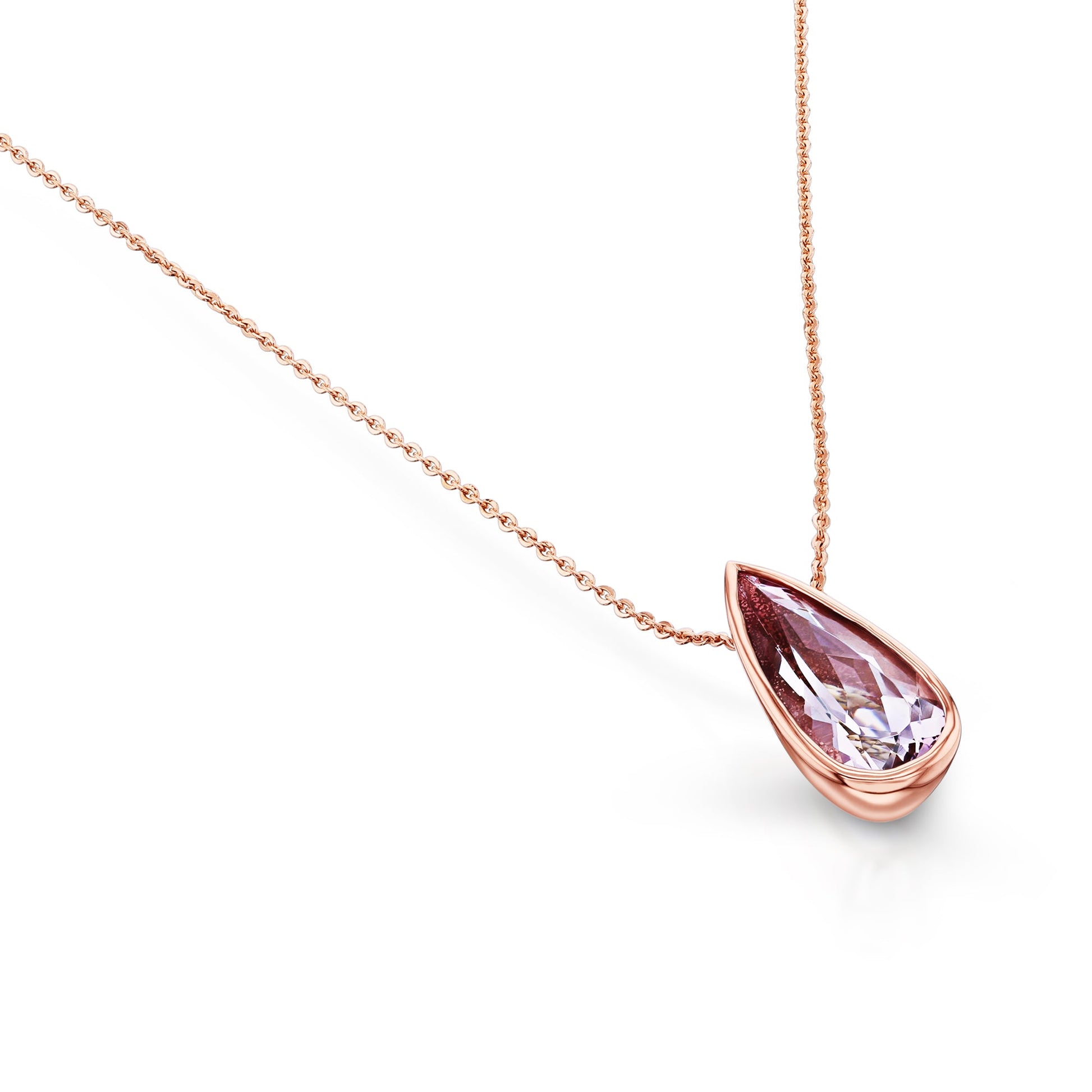 Solitaire Pear Morganite 4.35 Carat Necklace