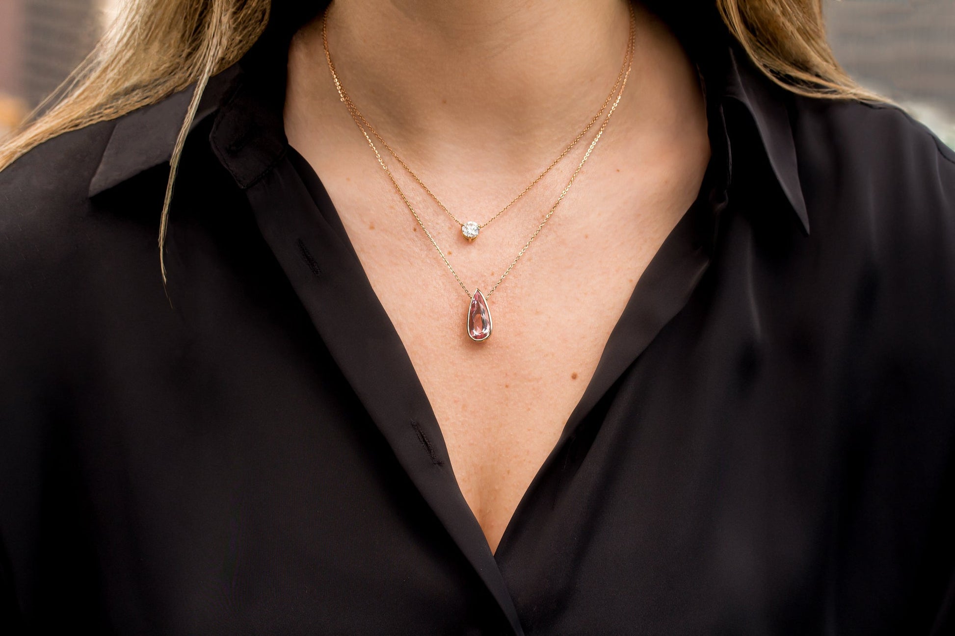 Solitaire Pear Morganite 4.35 Carat Necklace