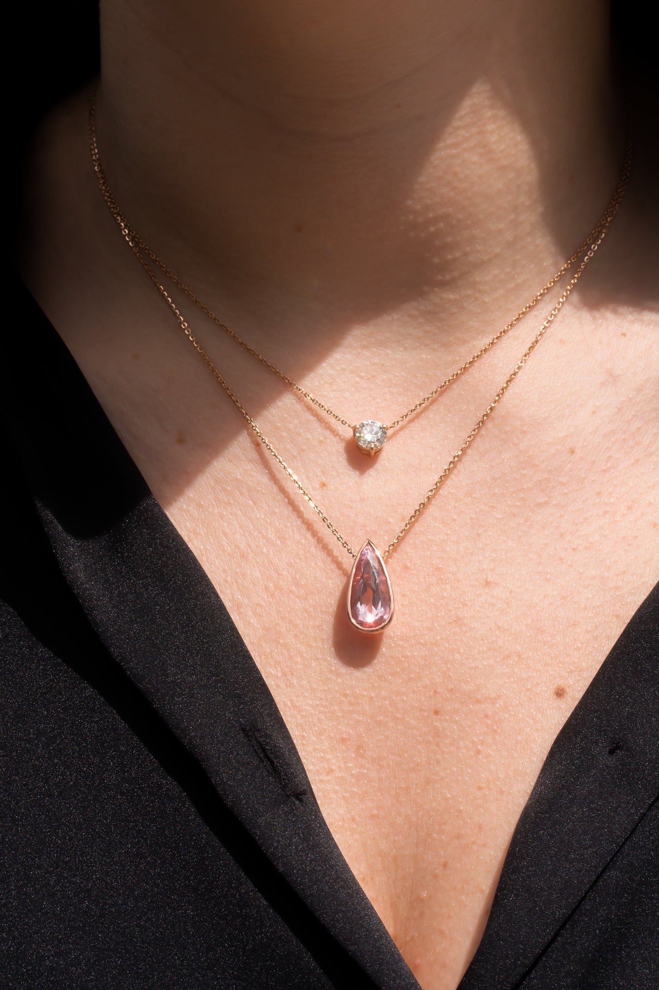 Solitaire Pear Morganite 4.35 Carat Necklace