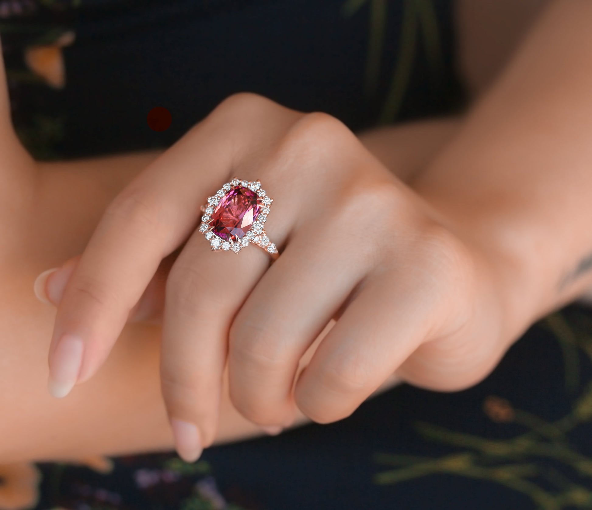 Kobelli Pink Tourmaline Elongated Ring