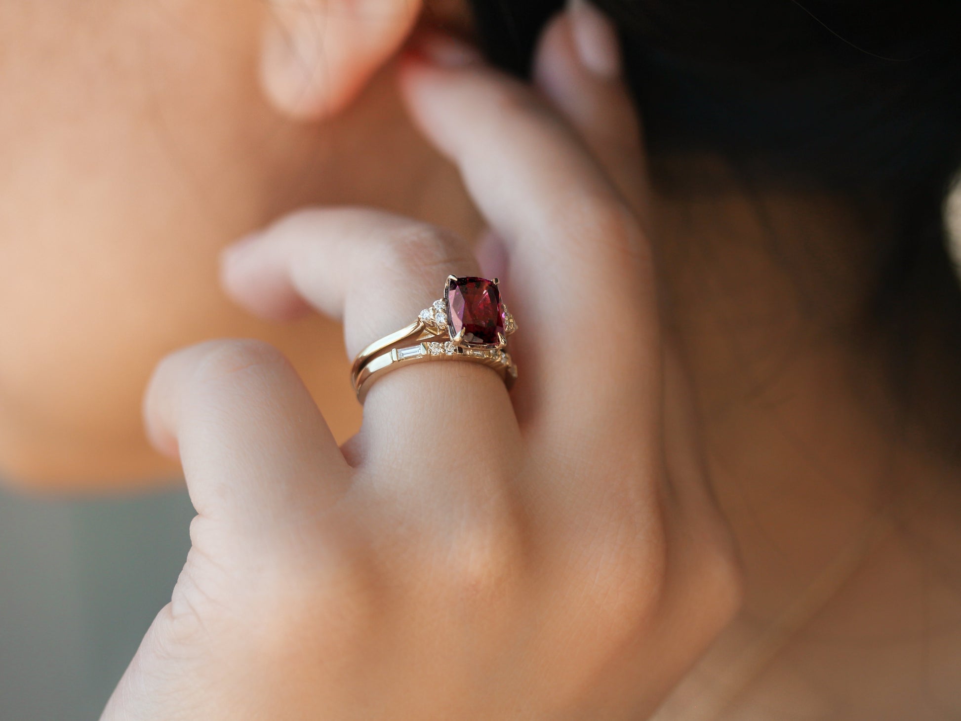 Kobelli Rhodolite Garnet Bridal Set