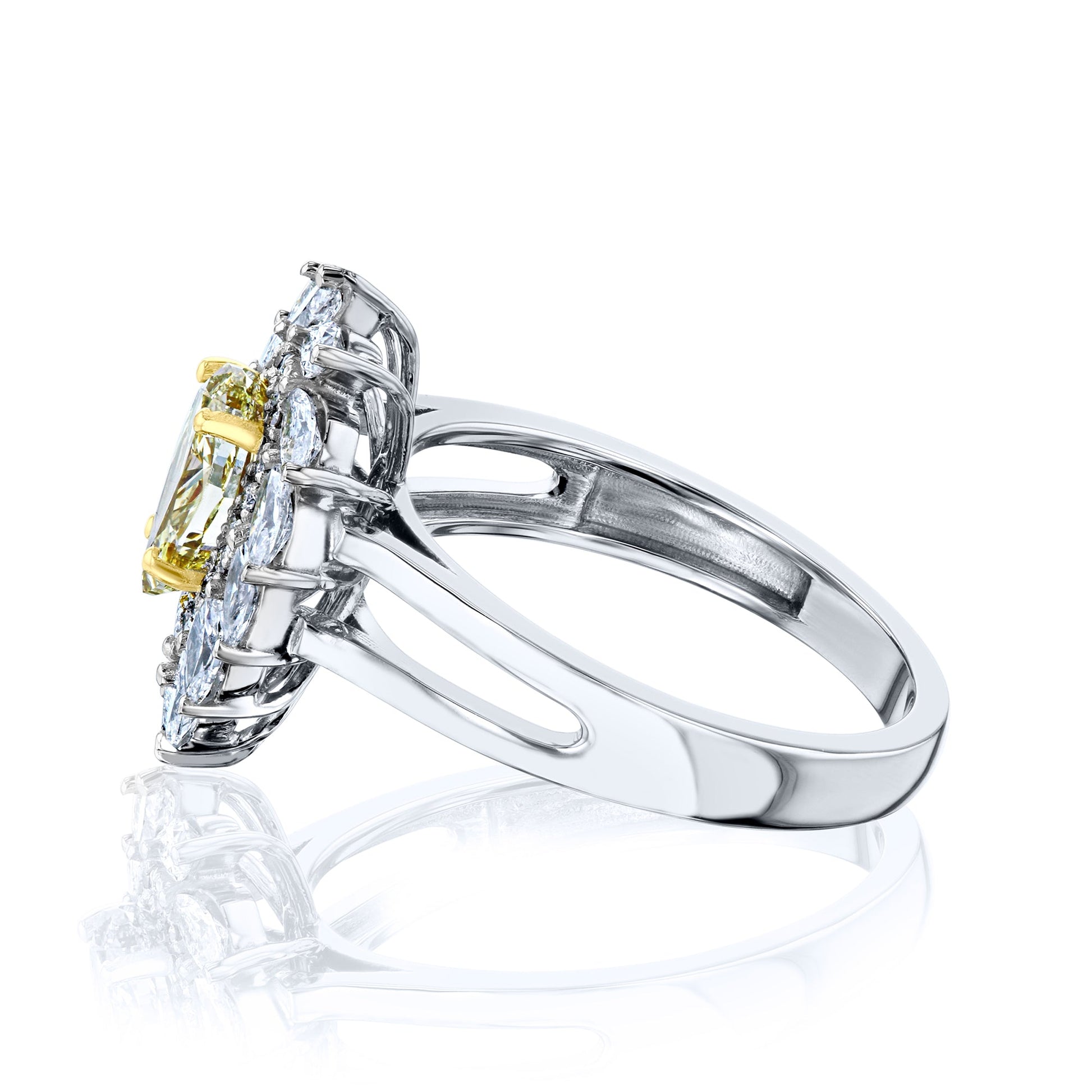 Kobelli Fancy Yellow Natural Diamond (Canary Diamond) Pear-cut 18k Engagement Ring