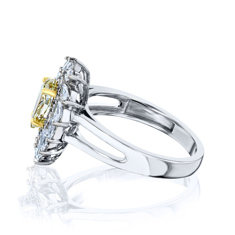 Kobelli Fancy Yellow Natural Diamond (Canary Diamond) Pear-cut 18k Engagement Ring