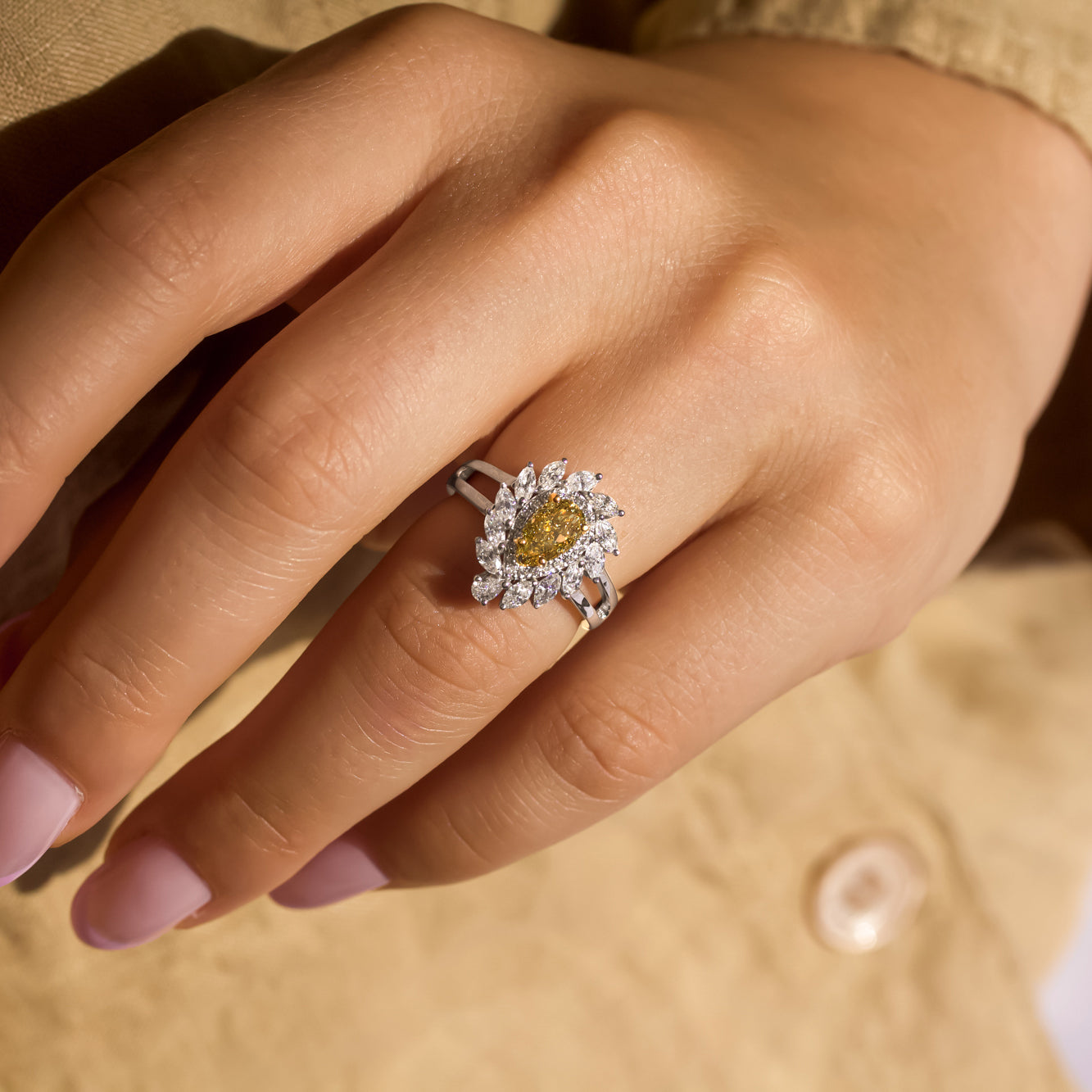 1.9 Carat Fancy Yellow Diamond Sol Ring