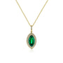 Kobelli Marquise Green Emerald & White Diamond Double Halo 18k Gold Necklace