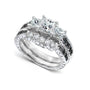 1.6 Carat Black & White Natural Diamond Josephine Bridal Set