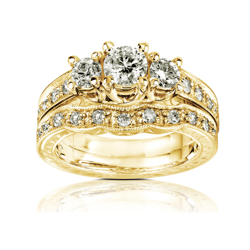 Vintage Diamond Wedding Set 1 carat (ctw) in 14K Gold