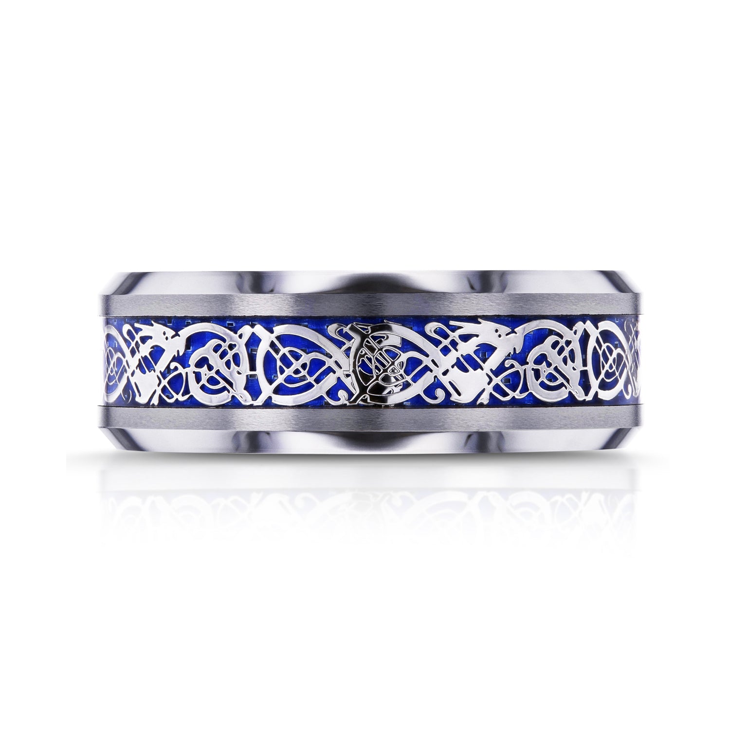 8mm Celtic Blue-Silver Dragon Ring