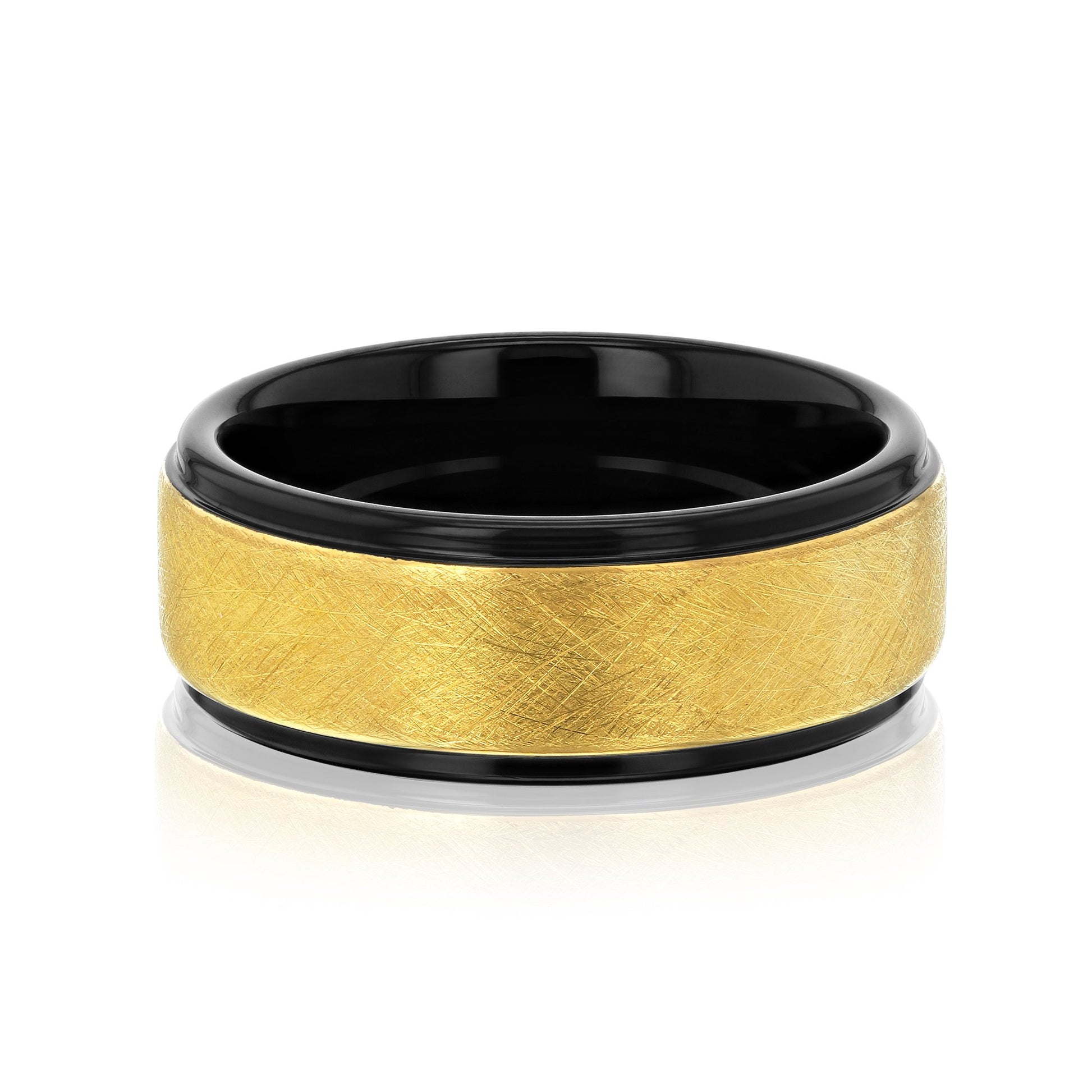 Kobelli 8mm Two Tone Black Ice Finish Mens Ring