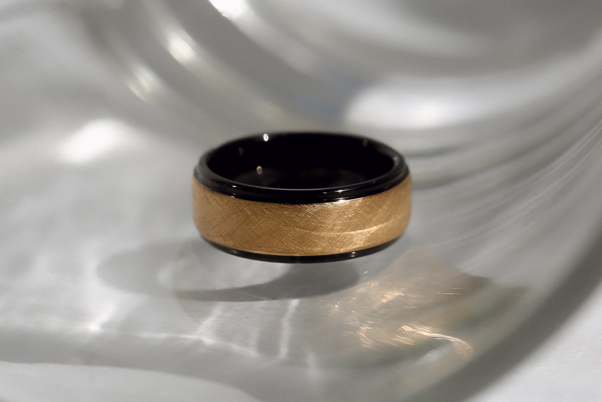 Kobelli 8mm Two Tone Black Ice Finish Mens Ring