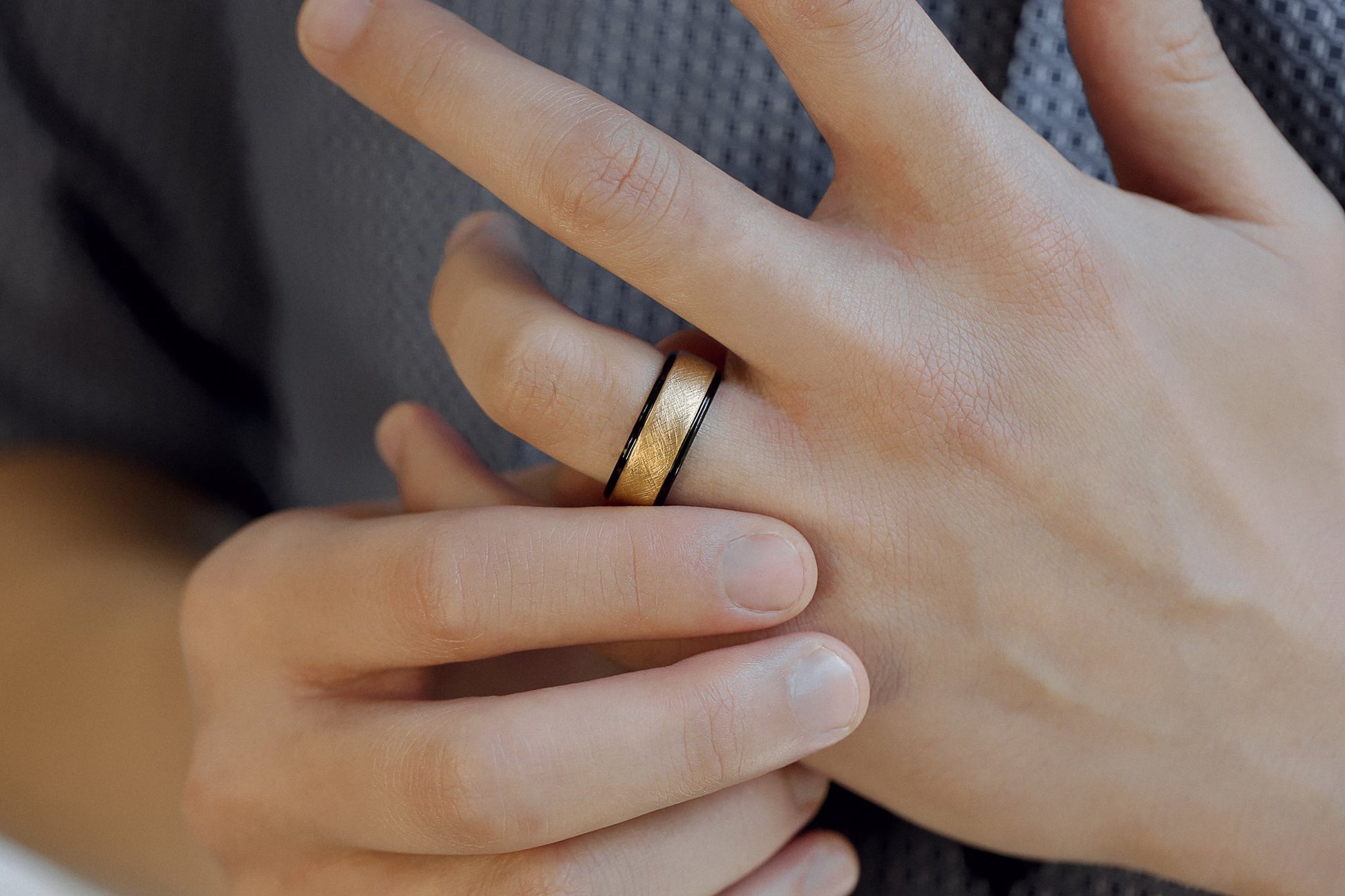 Kobelli 8mm Two Tone Black Ice Finish Mens Ring