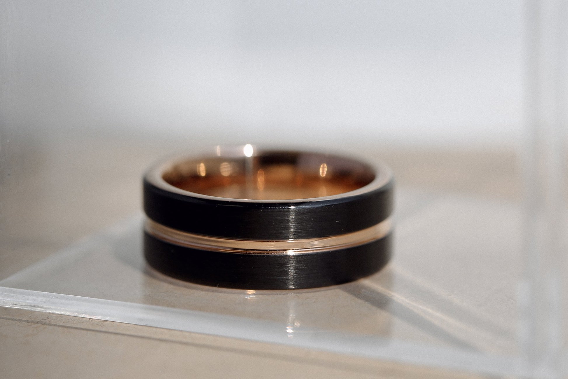 Kobelli 8mm Two Tone Gold and Matte Black Mens Ring