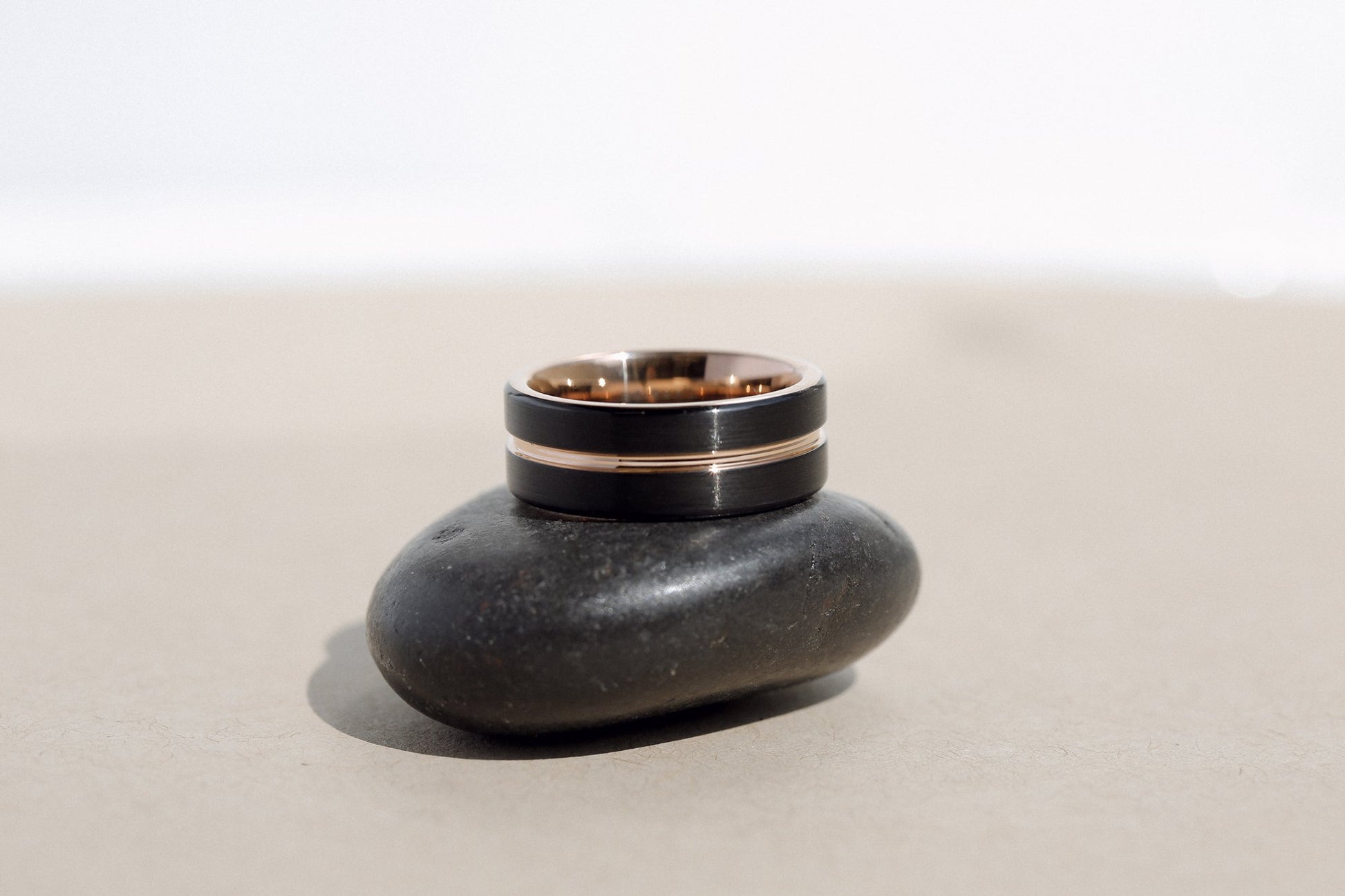Kobelli 8mm Two Tone Gold and Matte Black Mens Ring