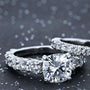 Kobelli Cushion Moissanite (HI) and Diamond Engagement Ring 3 2/5 CTW 14k White Gold