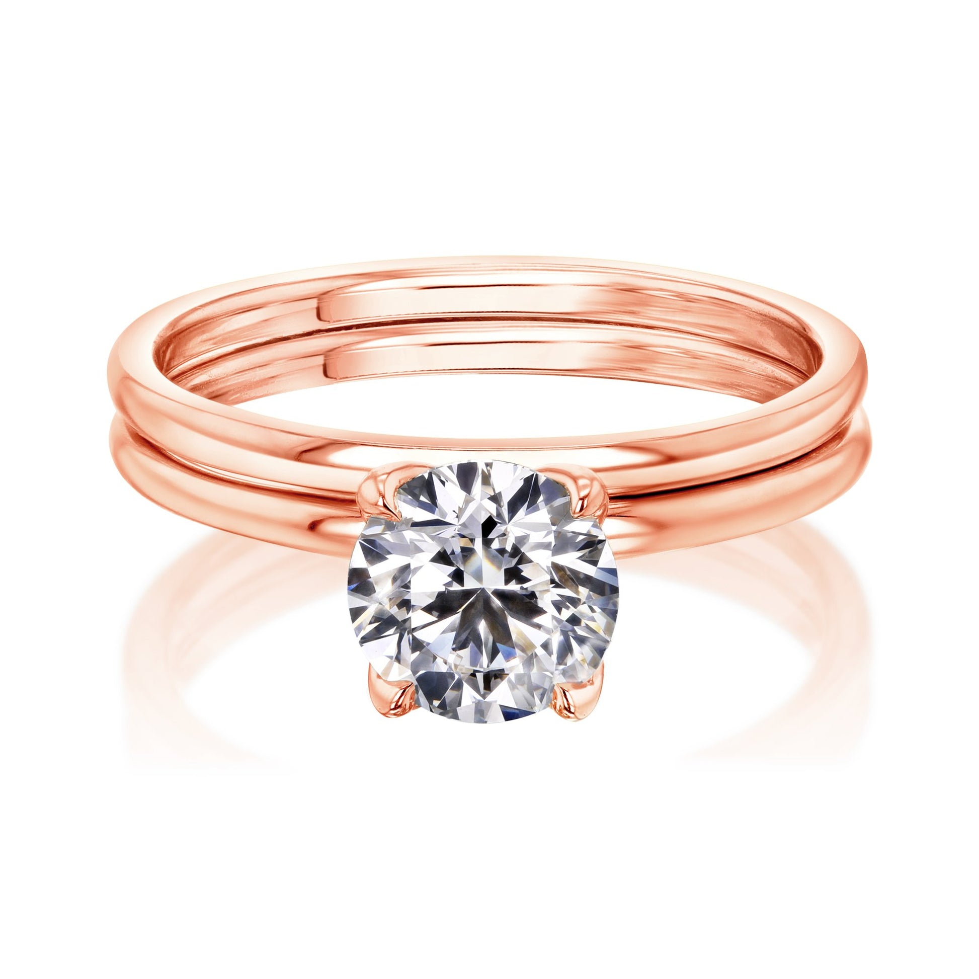 Kobelli 1ct Round Floating Tulip Solitaire Bridal Set (Certified)