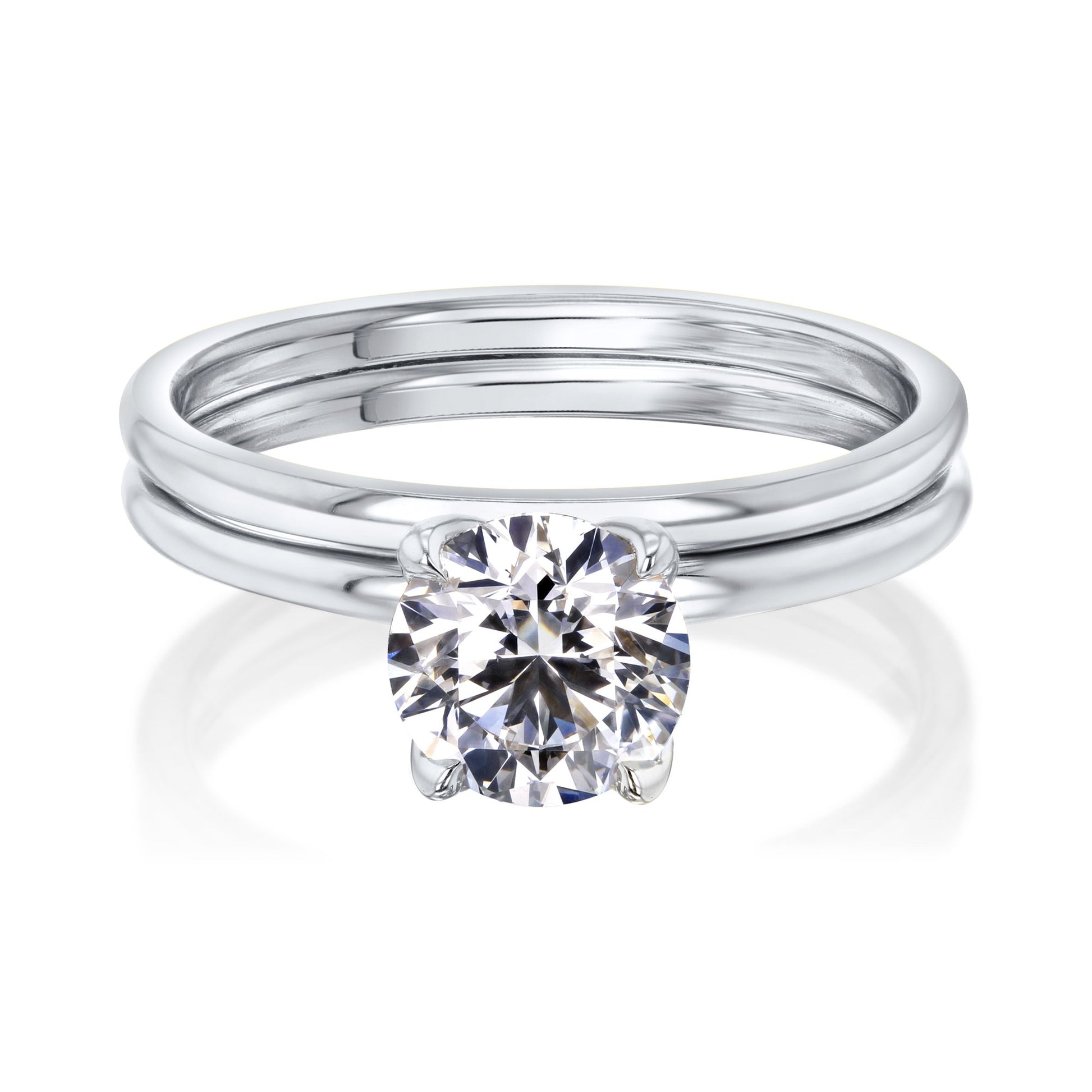 Kobelli 1ct Round Floating Tulip Solitaire Bridal Set (Certified)