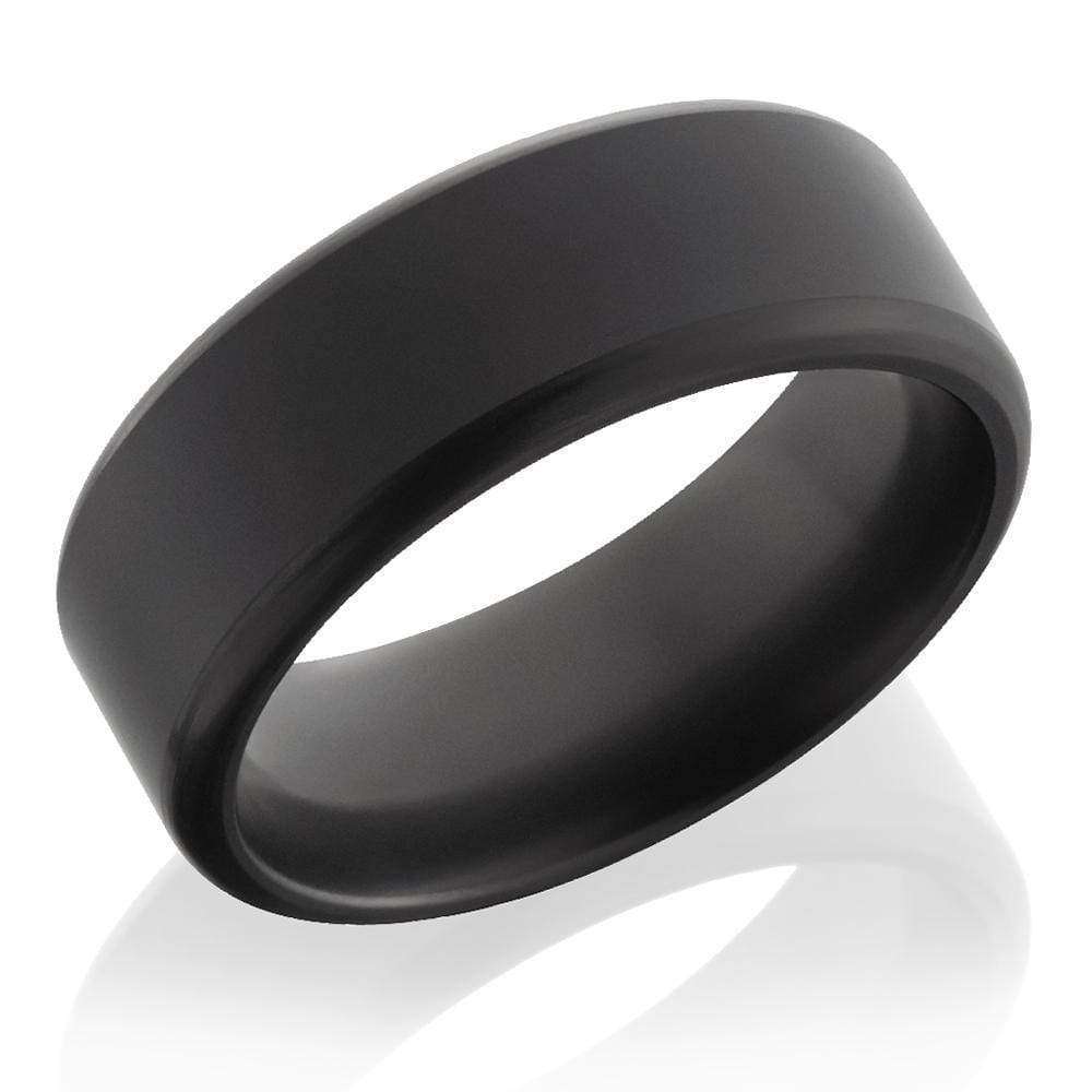 Kobelli Elysium Solid Diamond Beveled Edge Matte Black Band 8mm
