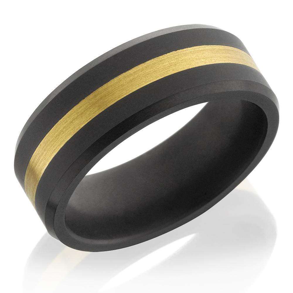 Kobelli Elysium Beveled Edge 8mm Band with 24k Yellow Gold Inlay