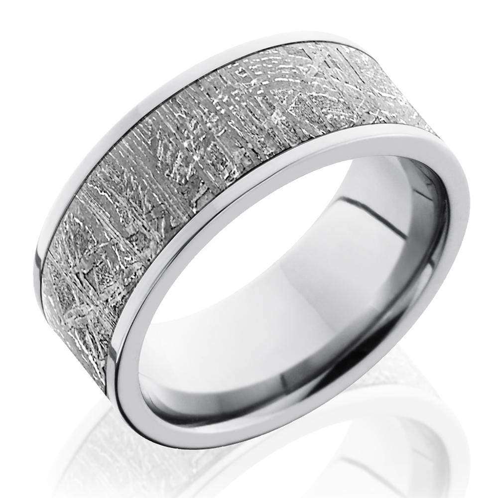 Kobelli Cobalt Chrome 9mm Flat Band with 7mm Meteorite Strip Inlay