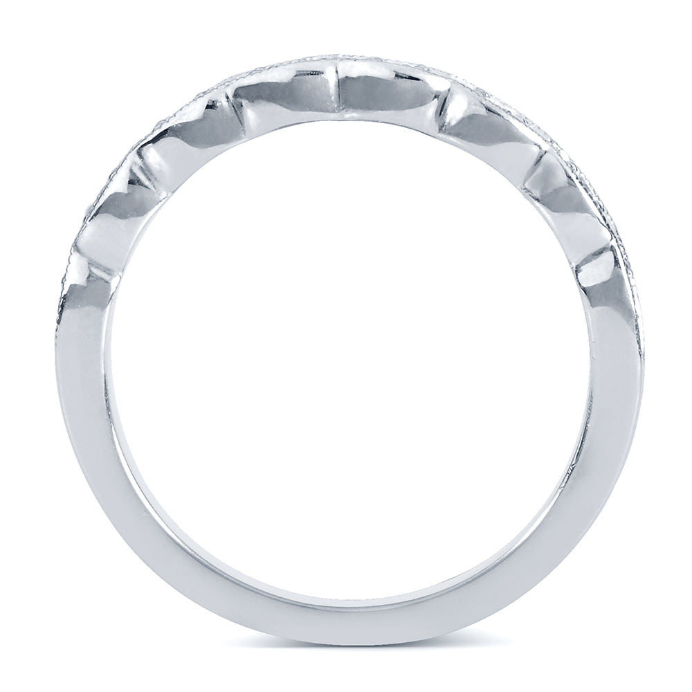 Kobelli Tri-Diamond Scalloped Pave Wavy Gold Wedding Band