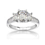 1.65 Carat Moissanite 3-Stone Emerald Pavé Ring