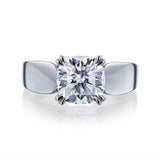 2ct Cushion Moissanite Solitaire Wide Ring