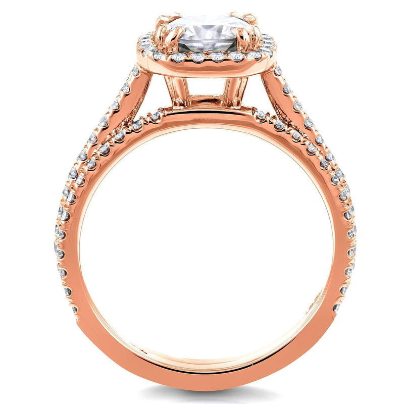 Kobelli Top Selling Engagement Ring and Wedding Band - Cushion Halo Moissanite and Lab-grown Diamonds