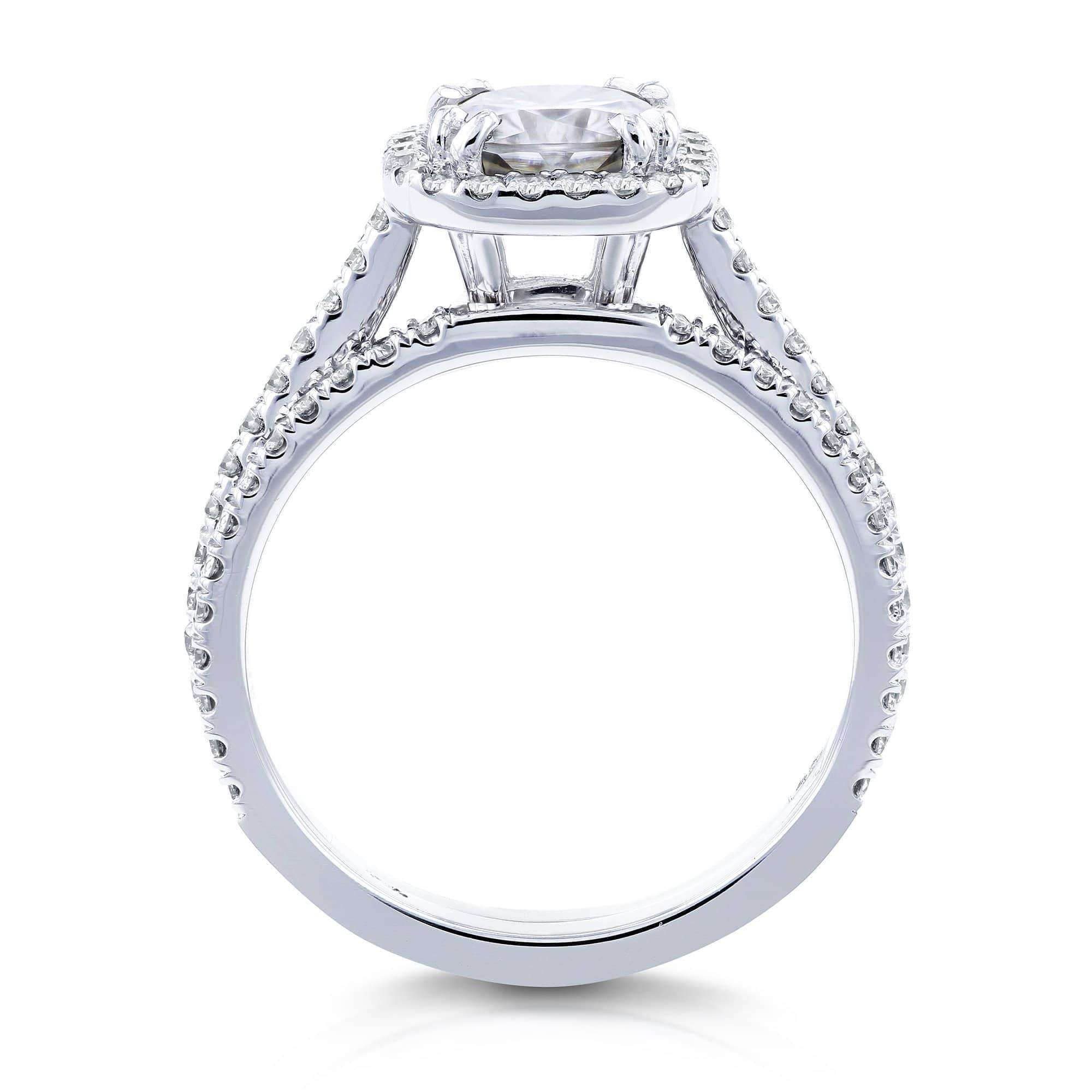 Kobelli Kobelli Moissanite and Lab Grown Diamond Classic Halo White Gold Bridal Set (HI/VS, DEF/VS)