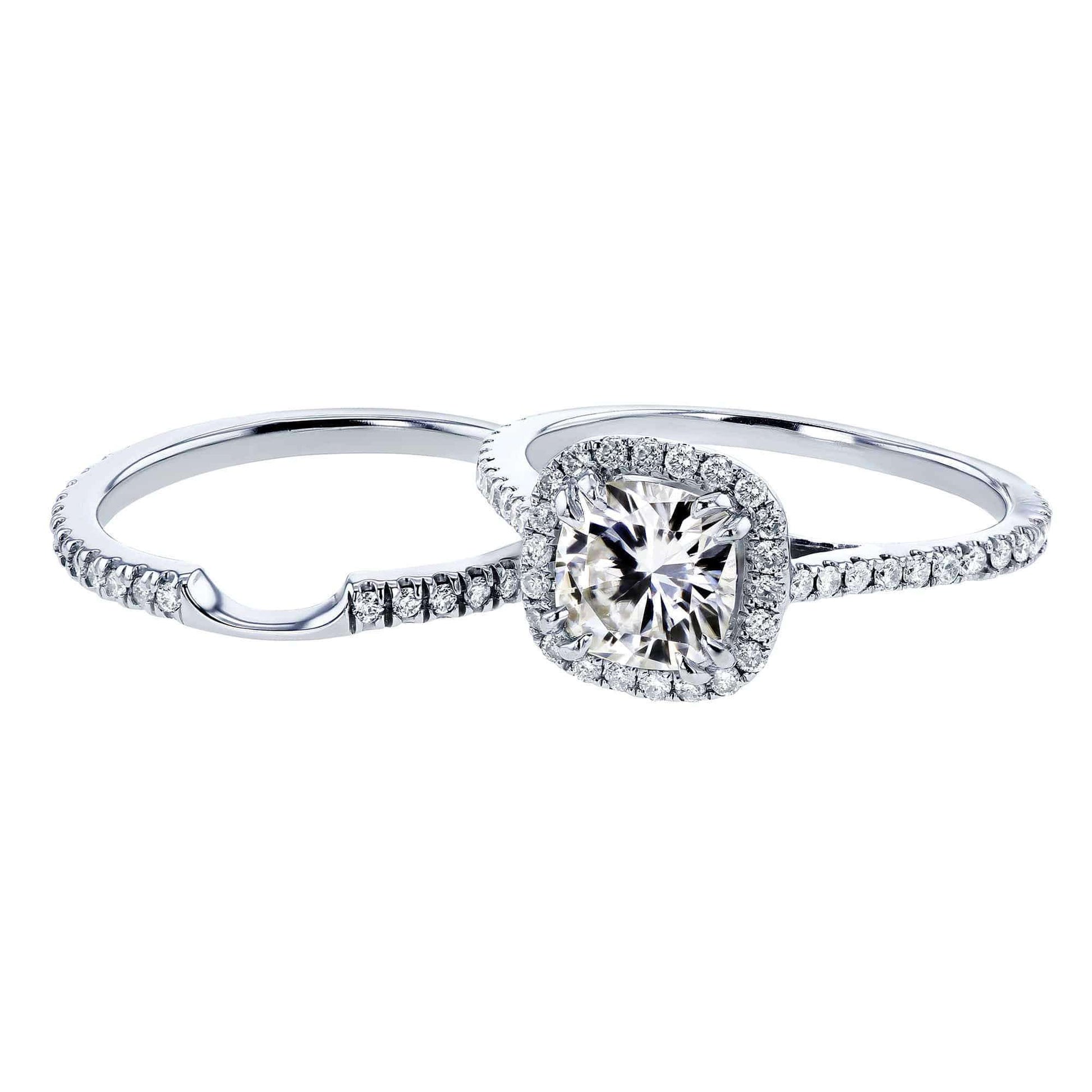 Kobelli Kobelli Moissanite and Lab Grown Diamond Classic Halo White Gold Bridal Set (HI/VS, DEF/VS)