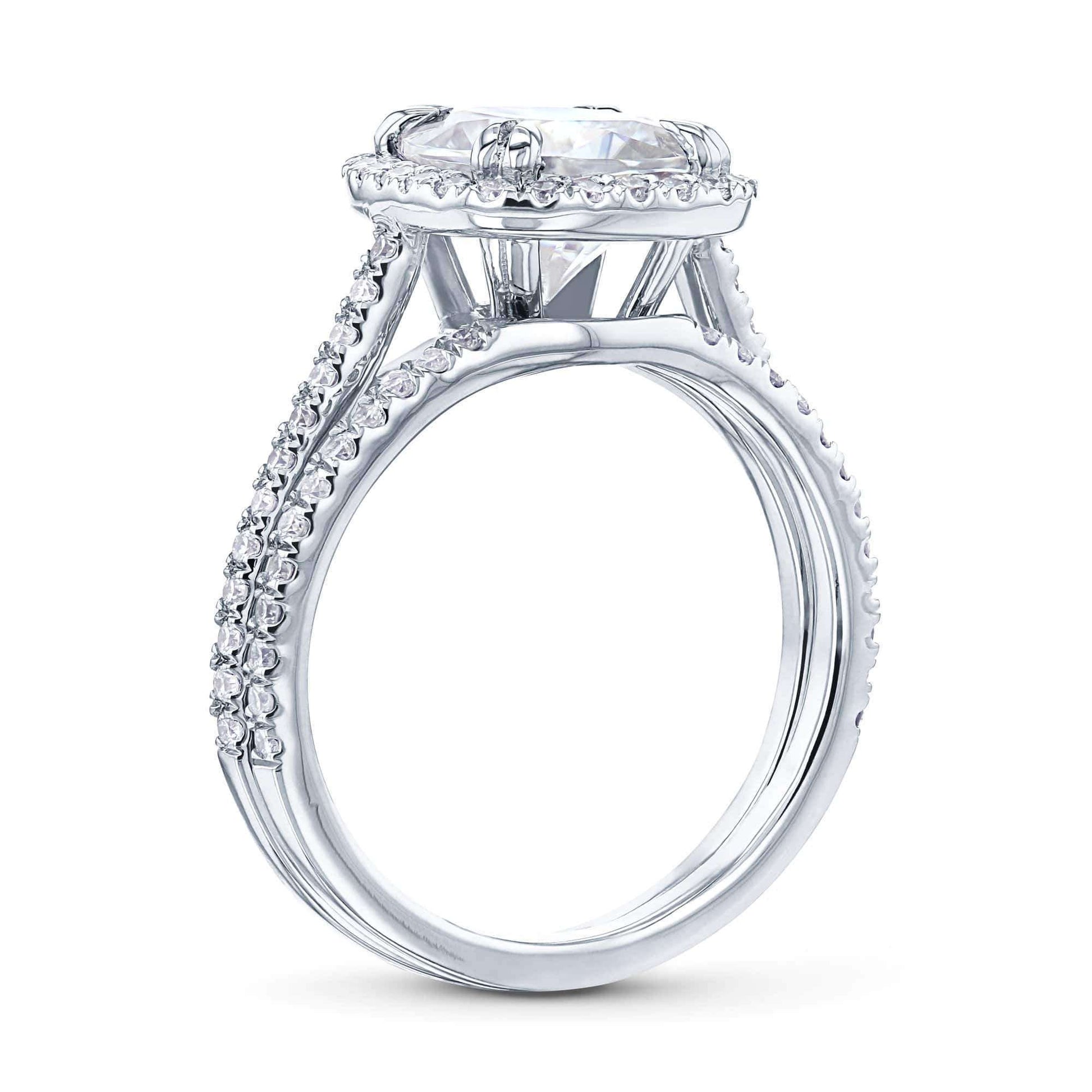 Kobelli 2ct Cushion Moissanite Halo Bridal Set