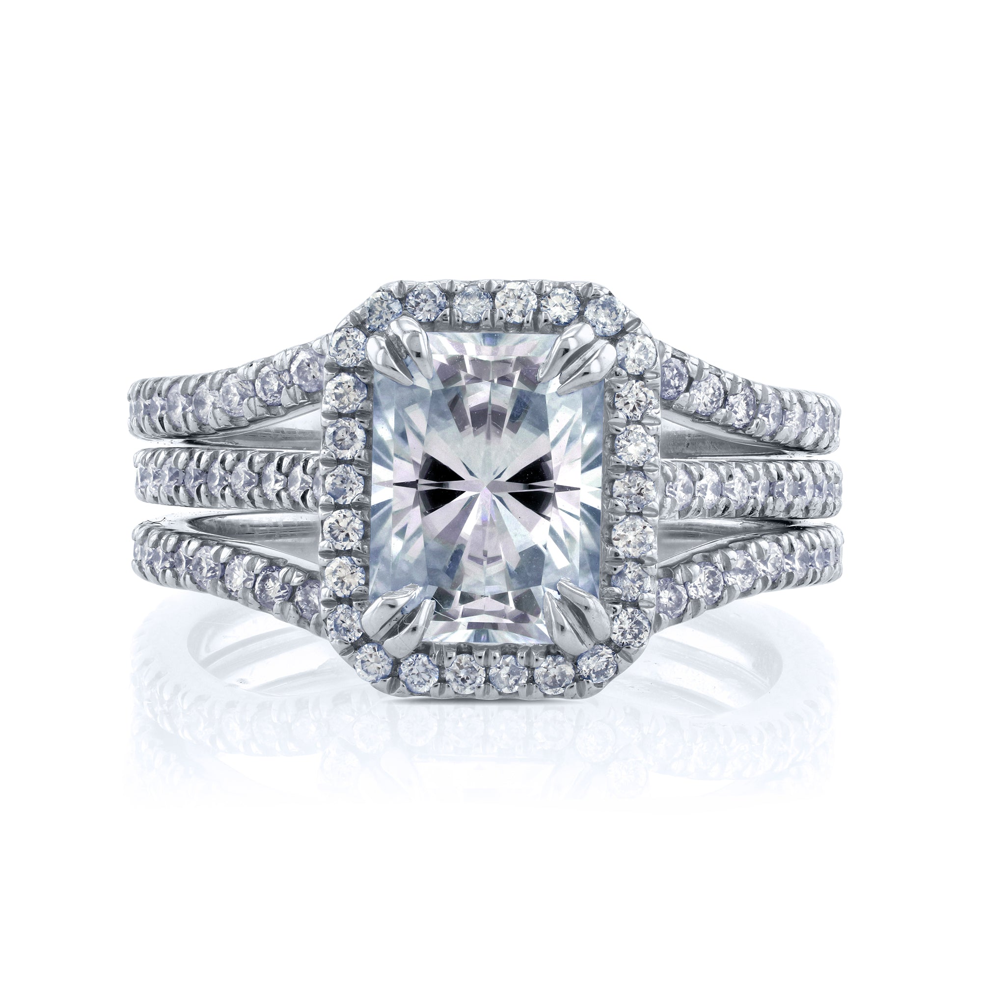 2.4 Carat Moissanite Radiant Original 3pc Bridal Set