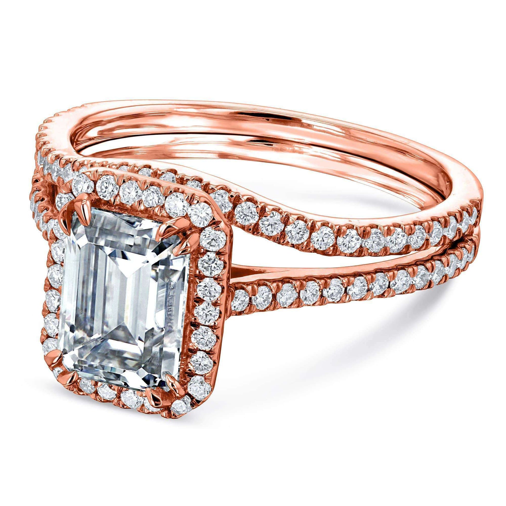 Kobelli 1.75ct Emerald Moissanite Halo Bridal Set