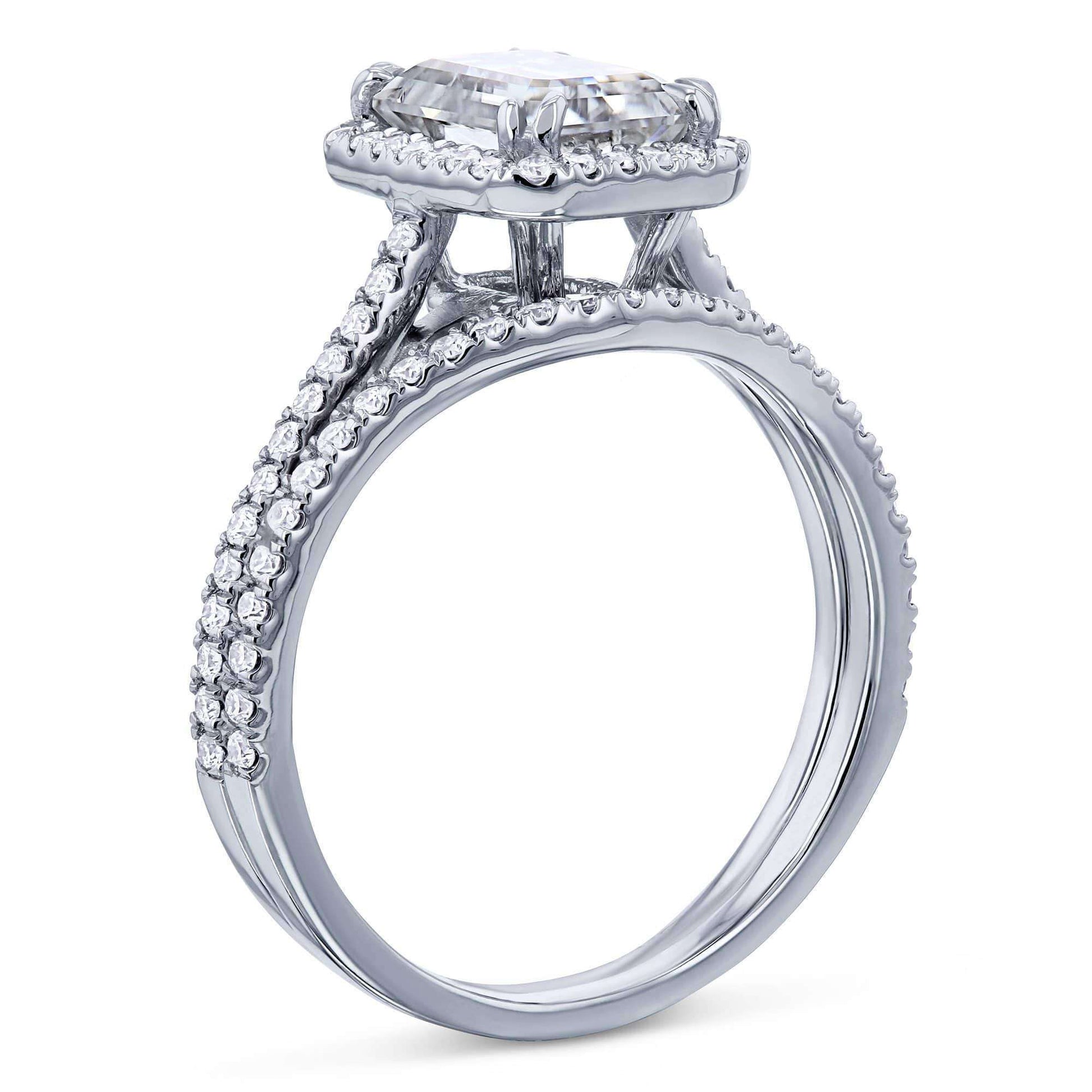 Kobelli 1.75ct Emerald Forever One Moissanite Halo Bridal Set