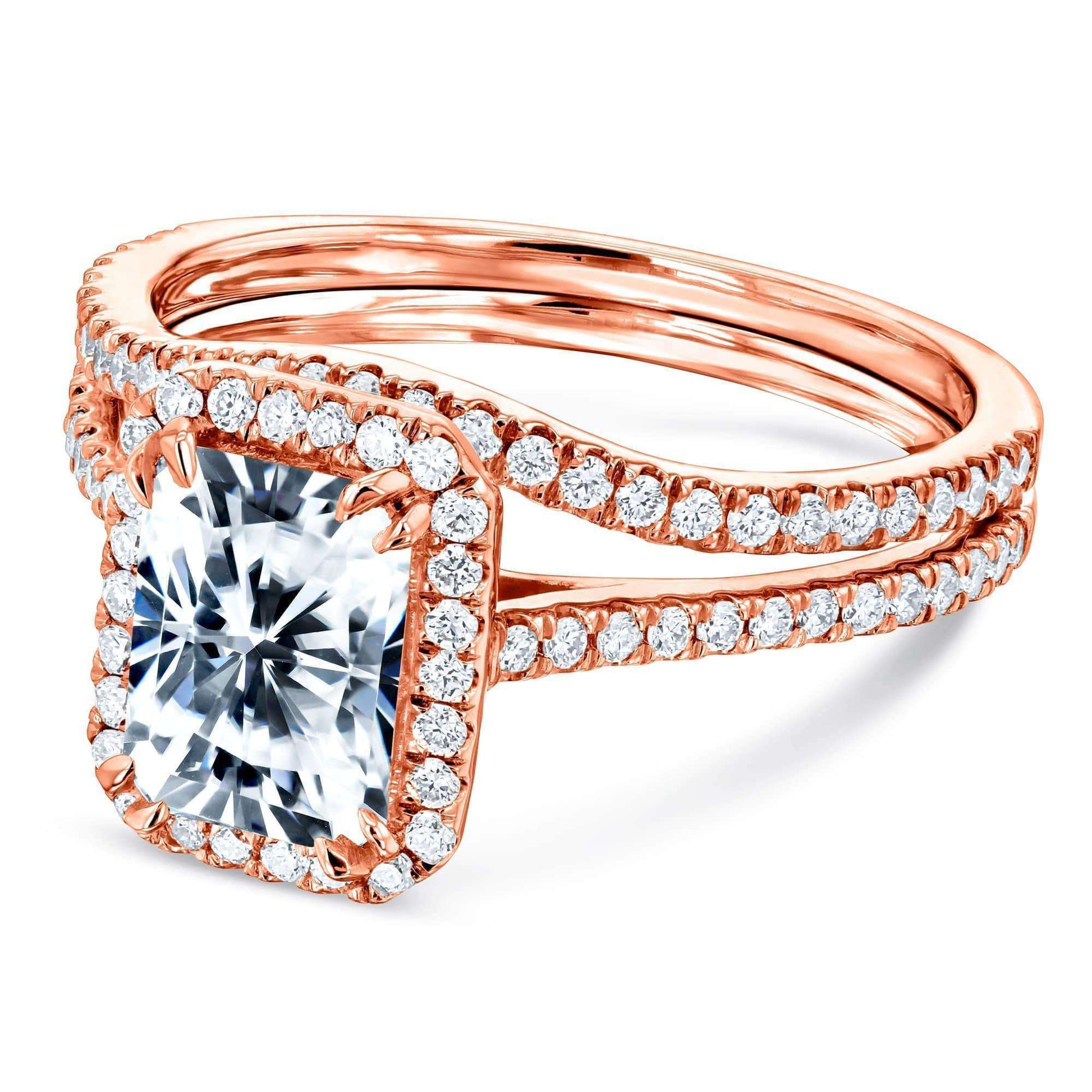 Kobelli 1.8ct Radiant Forever One Moissanite Halo Bridal Set MZFO61769RA-EDLG/4R