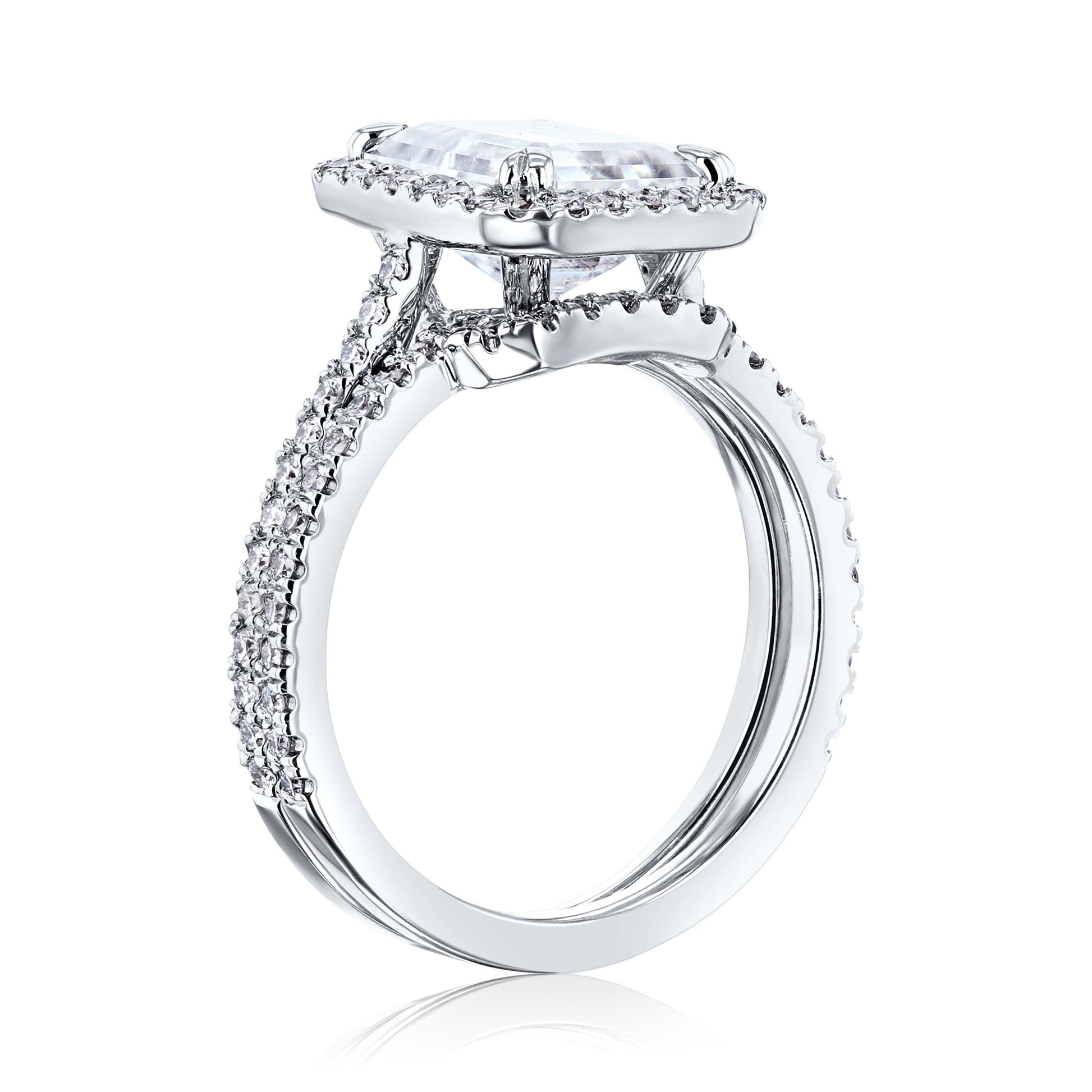 2.45 Carat Moissanite Emerald Original Bridal Set