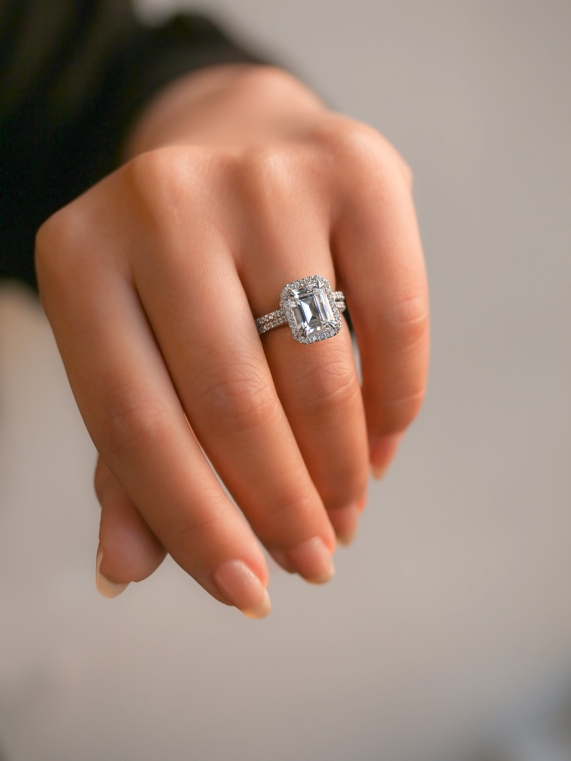 2.45 Carat Moissanite Emerald Original Bridal Set