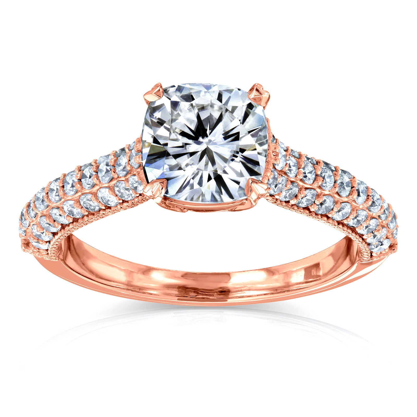 1.75 Carat Moissanite Micro Pavé Cushion Ring