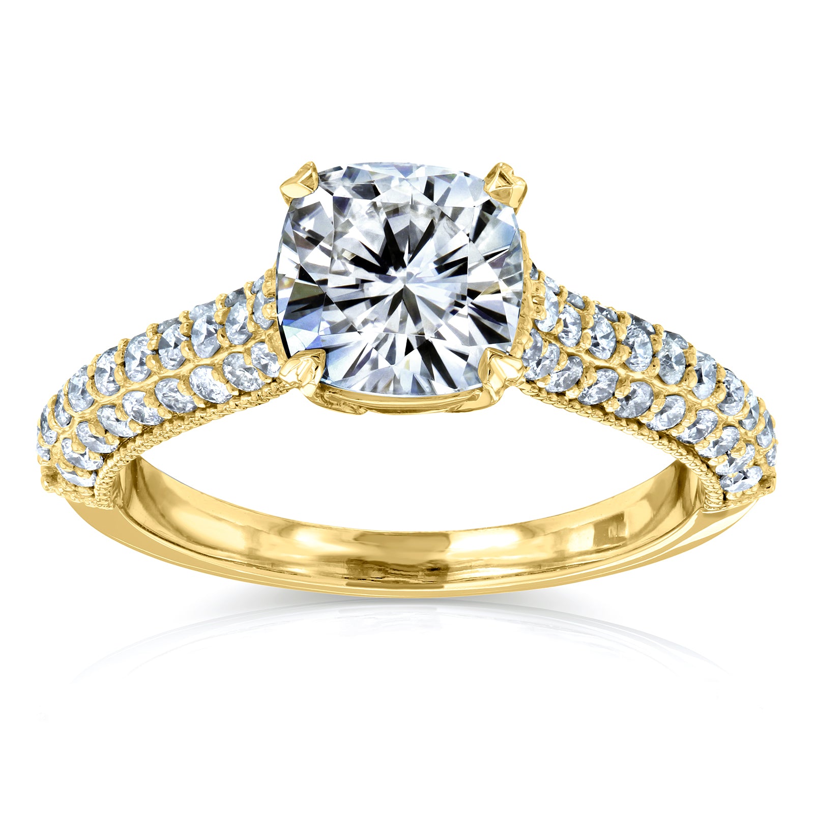 1.75 Carat Moissanite Micro Pavé Cushion Ring