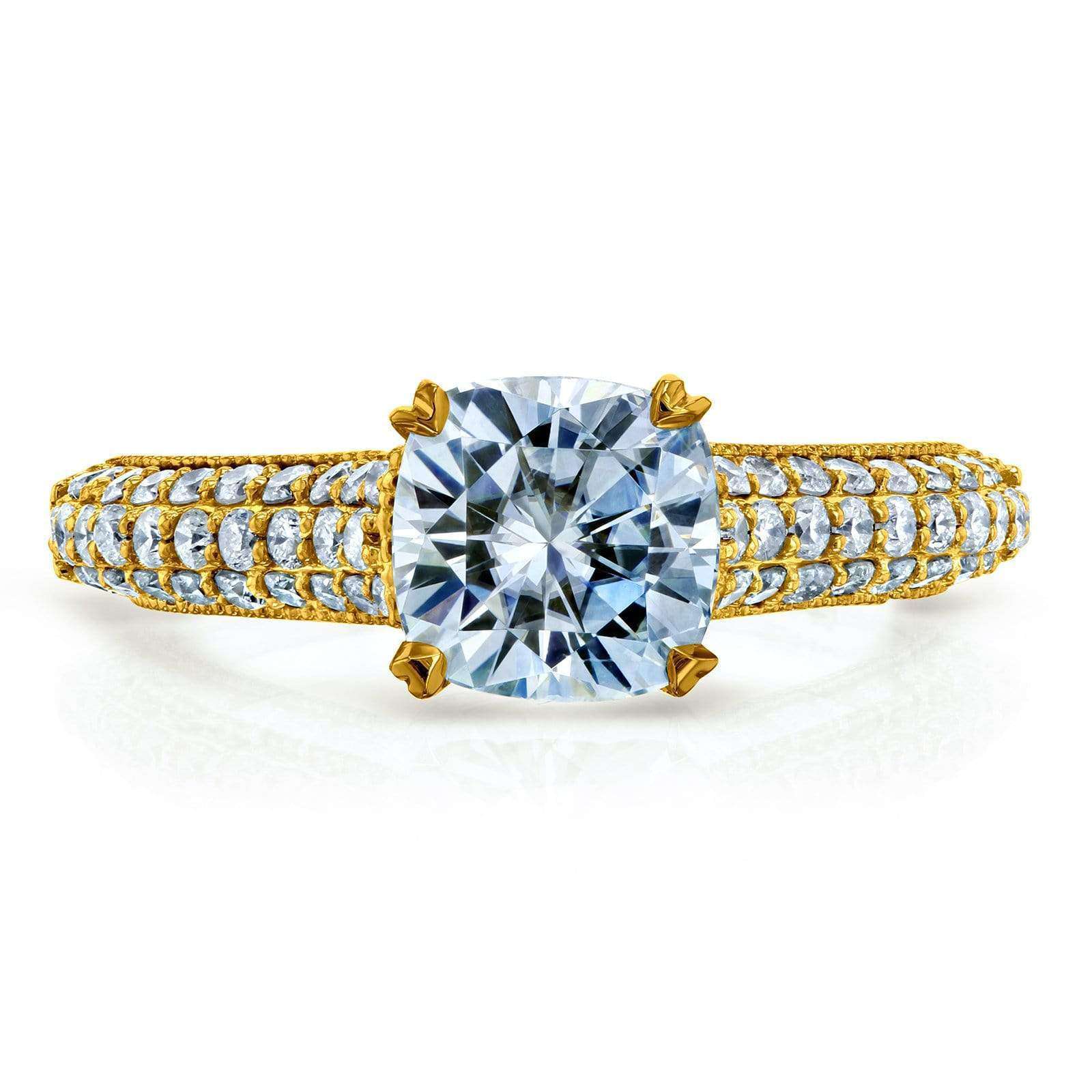 Kobelli Cushion-cut Moissanite Engagement Ring with Diamond 1 5/8 CTW 14k Gold