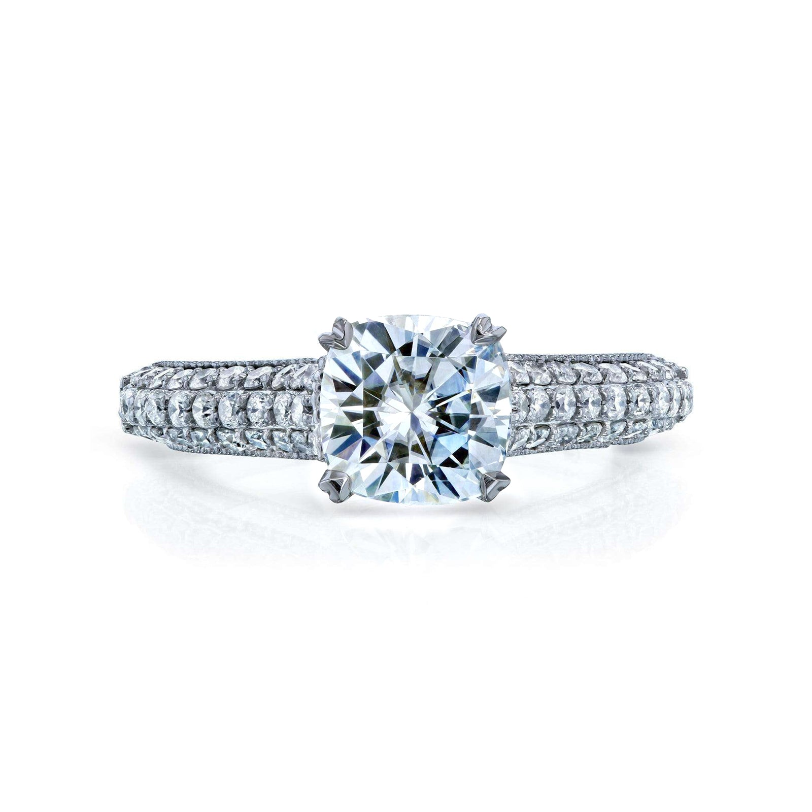 1.75 Carat Moissanite Micro Pavé Cushion Ring