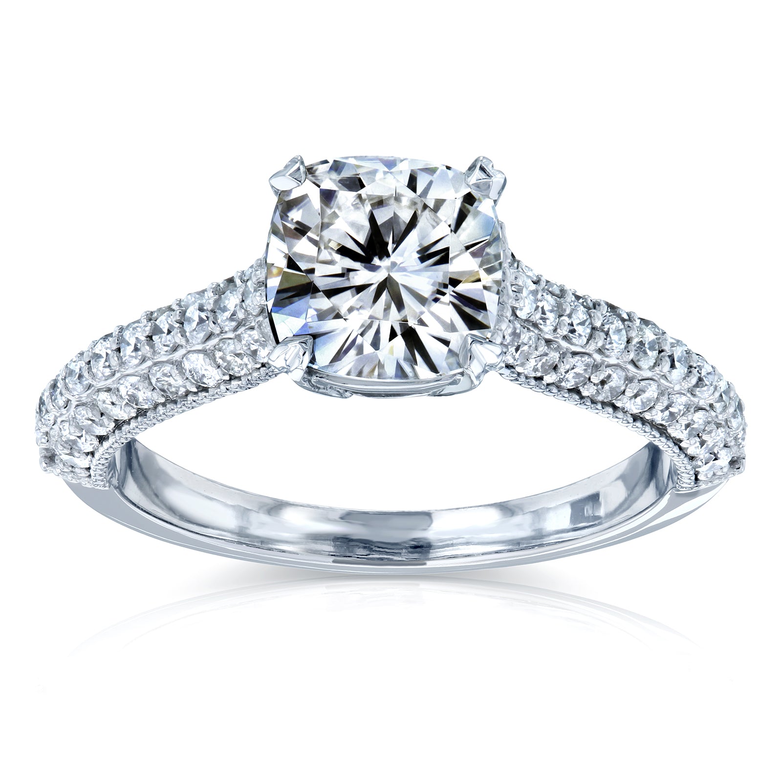 1.75 Carat Moissanite Micro Pavé Cushion Ring