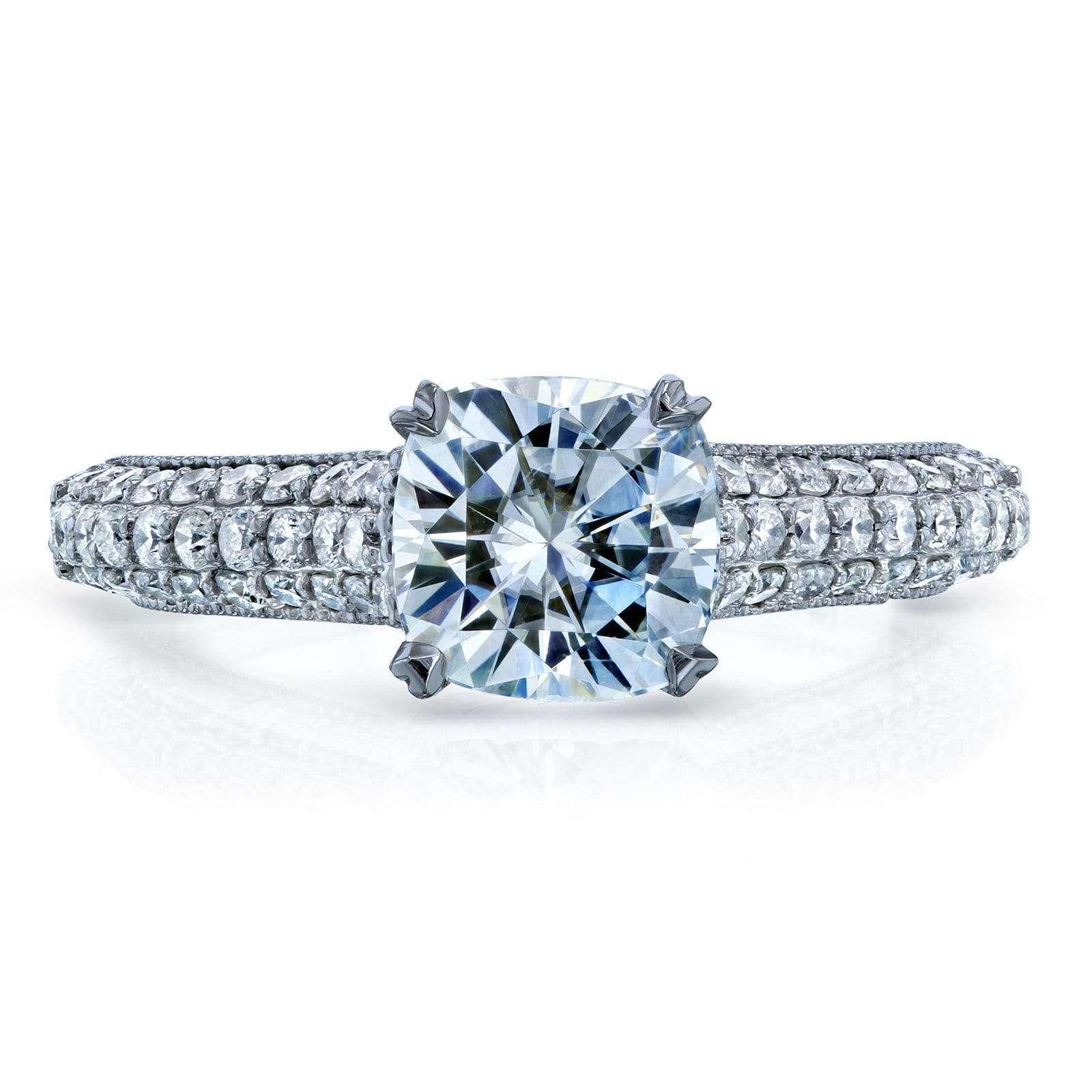 Kobelli Cushion-cut Moissanite Engagement Ring with Diamond 1 5/8 CTW 14k Gold