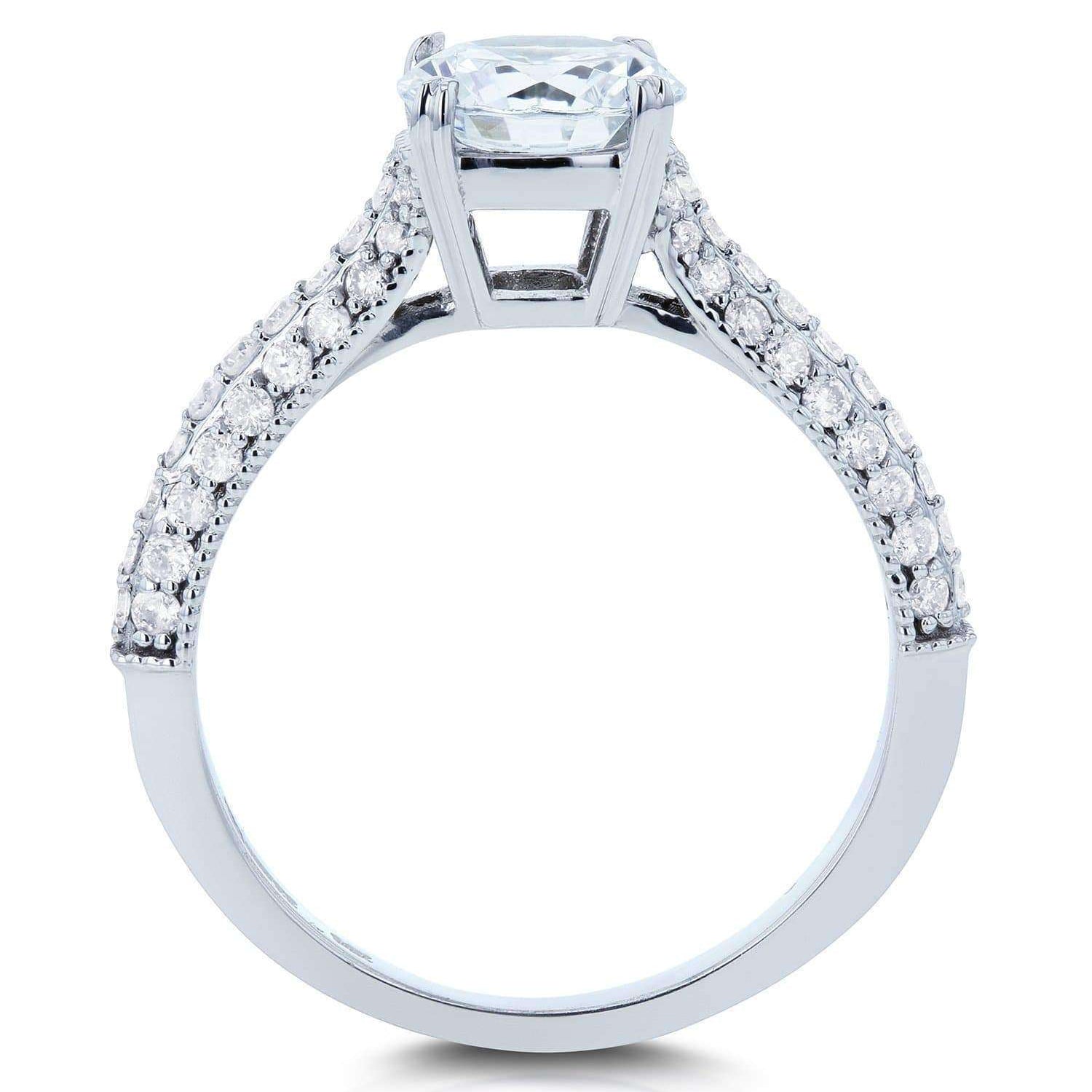 Kobelli Round Moissanite & Micro-pave Diamond Ring 1-1/2 CTW