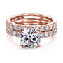 Kobelli 2ct Cushion Moissanite and Diamond U-French Pave Bridal Set 14k Gold